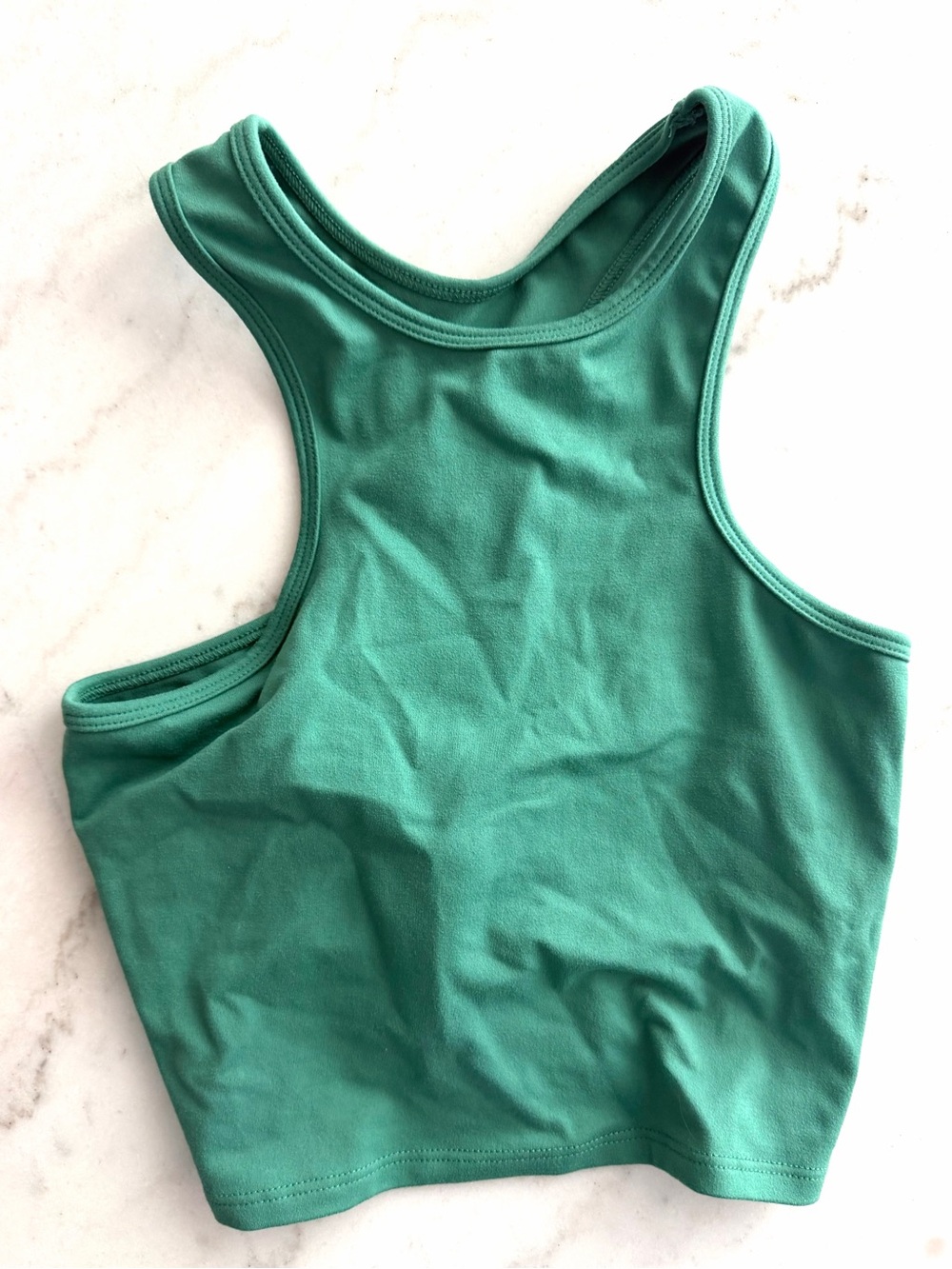 Bombshell Sportswear Teal Racerback Crop Tank